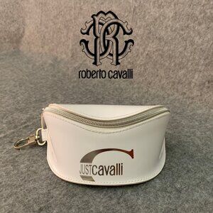 Just Cavalli White Eyewear Carrying Case Travel Pouch Bag with Shoulder Strap